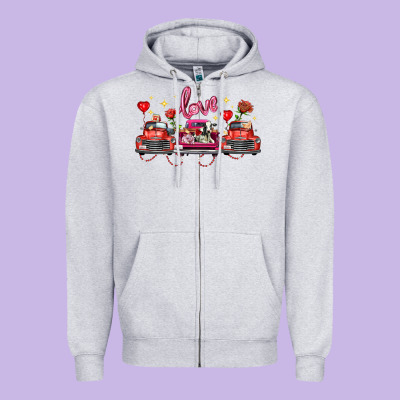 Valentine's Day Farm Trucks Farm Animals Zipper Hoodie Designed By Fadigitalartstudio