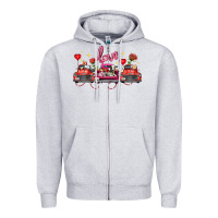 Heather Grey valentine's day farm trucks farm animals Zipper Hoodie - FaDigitalArtStudio
