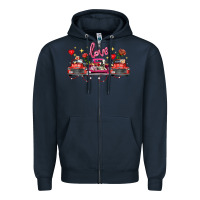 Navy valentine's day farm trucks farm animals Zipper Hoodie - FaDigitalArtStudio