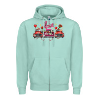 Seafoam valentine's day farm trucks farm animals Zipper Hoodie - FaDigitalArtStudio