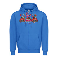 True Royal valentine's day farm trucks farm animals Zipper Hoodie - FaDigitalArtStudio