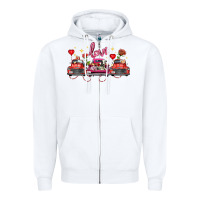 White valentine's day farm trucks farm animals Zipper Hoodie - FaDigitalArtStudio