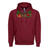 Burgundy hello summer Zipper Hoodie - CowhideDigitalArt