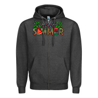 Charcoal Heather hello summer Zipper Hoodie - CowhideDigitalArt