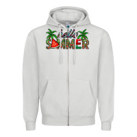 Dove Grey hello summer Zipper Hoodie - CowhideDigitalArt