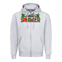 Heather Grey hello summer Zipper Hoodie - CowhideDigitalArt