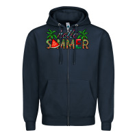 Navy hello summer Zipper Hoodie - CowhideDigitalArt