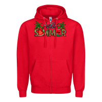 Red hello summer Zipper Hoodie - CowhideDigitalArt