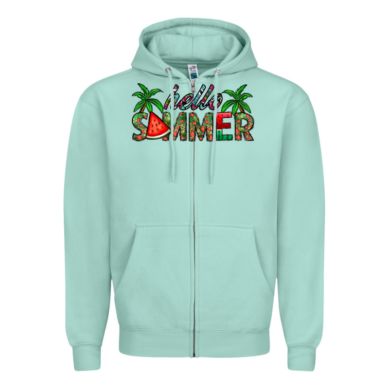 Hello Summer Zipper Hoodie by CowhideDigitalArt | Teevron