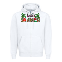 White hello summer Zipper Hoodie - CowhideDigitalArt