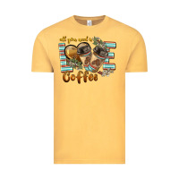 Vintage Mustard all you need is love coffee Vintage Tee - BarkalooDesign