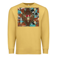 Antique Gold western floral bullskull cowhide and leopard Premium Sweatshirt - Artiststas