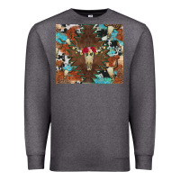 Charcoal Heather western floral bullskull cowhide and leopard Premium Sweatshirt - Artiststas