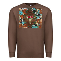 Chestnut western floral bullskull cowhide and leopard Premium Sweatshirt - Artiststas