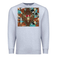 Heather Grey western floral bullskull cowhide and leopard Premium Sweatshirt - Artiststas