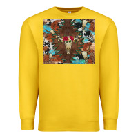 Lemon western floral bullskull cowhide and leopard Premium Sweatshirt - Artiststas