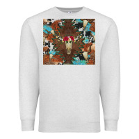 Oatmeal Heather western floral bullskull cowhide and leopard Premium Sweatshirt - Artiststas