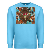Ocean Blue western floral bullskull cowhide and leopard Premium Sweatshirt - Artiststas