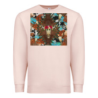 Pale Pink western floral bullskull cowhide and leopard Premium Sweatshirt - Artiststas