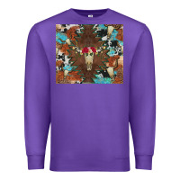 Purple western floral bullskull cowhide and leopard Premium Sweatshirt - Artiststas