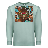 Seafoam western floral bullskull cowhide and leopard Premium Sweatshirt - Artiststas