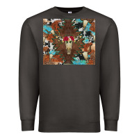 Smoke western floral bullskull cowhide and leopard Premium Sweatshirt - Artiststas