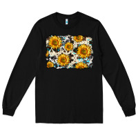 Black cowhide sunflower pattern Long Sleeve Tee - Zillion Design Studio