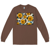 Chestnut cowhide sunflower pattern Long Sleeve Tee - Zillion Design Studio