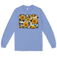 Colony Blue cowhide sunflower pattern Long Sleeve Tee - Zillion Design Studio