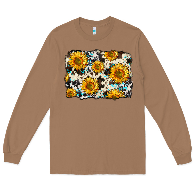 Cowhide Sunflower Pattern Long Sleeve Tee by Zillion Design Studio | Teevron