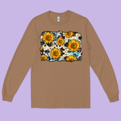 Cowhide Sunflower Pattern Long Sleeve Tee Designed By Zillion Design Studio