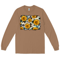 Toasted Coconut cowhide sunflower pattern Long Sleeve Tee - Zillion Design Studio