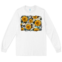 White cowhide sunflower pattern Long Sleeve Tee - Zillion Design Studio