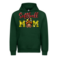 Forest Green Softball Mom And Afro Messy Bun Mom Urban Hoodie - BundleAndBundleShop