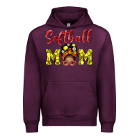 Mauve Wine Softball Mom And Afro Messy Bun Mom Urban Hoodie - BundleAndBundleShop