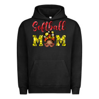 Pigment Black Softball Mom And Afro Messy Bun Mom Urban Hoodie - BundleAndBundleShop
