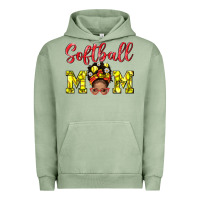 Pigment Oil Green Softball Mom And Afro Messy Bun Mom Urban Hoodie - BundleAndBundleShop