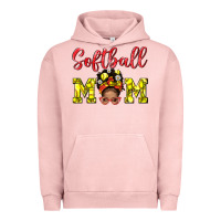 Pigment Salmon Softball Mom And Afro Messy Bun Mom Urban Hoodie - BundleAndBundleShop