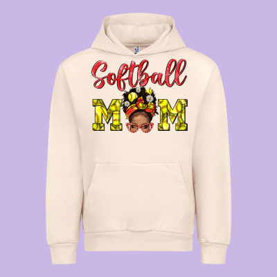 Softball Mom And Afro Messy Bun Mom Urban Hoodie Designed By Bundleandbundleshop