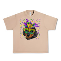 Burro Mardi Gras Dachshund Puppy with Mask Urban Heavy Tee - RanaPortraitStore