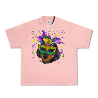 Salmon Mardi Gras Dachshund Puppy with Mask Urban Heavy Tee - RanaPortraitStore