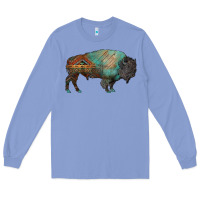Colony Blue aztec bison Long Sleeve Tee - RanaPortraitStore