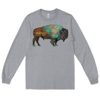 Heather Grey aztec bison Long Sleeve Tee - RanaPortraitStore