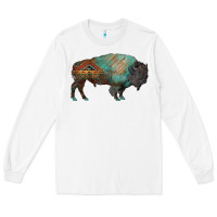 White aztec bison Long Sleeve Tee - RanaPortraitStore