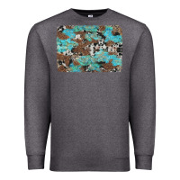 Charcoal Heather western cowhide and leopard with turquoise background Premium Sweatshirt - Artiststas