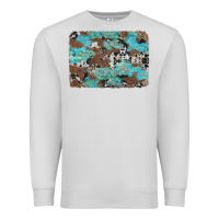 Dove Grey western cowhide and leopard with turquoise background Premium Sweatshirt - Artiststas