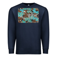 Navy western cowhide and leopard with turquoise background Premium Sweatshirt - Artiststas
