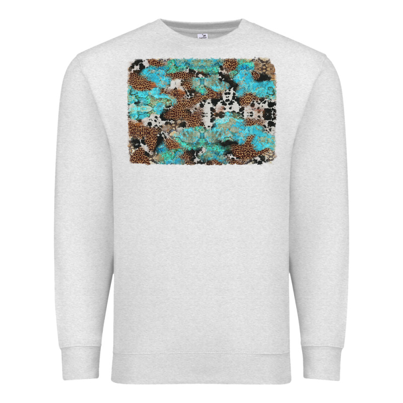 Western Cowhide And Leopard With Turquoise Background Premium Sweatshirt by Artiststas | Teevron