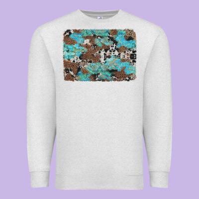 Western Cowhide And Leopard With Turquoise Background Premium Sweatshirt Designed By Artiststas