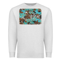 Oatmeal Heather western cowhide and leopard with turquoise background Premium Sweatshirt - Artiststas